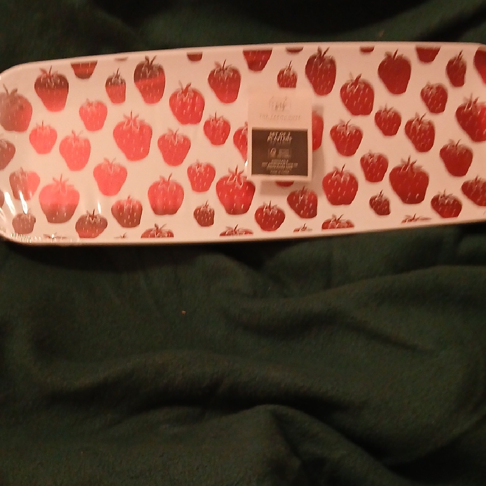 Strawberry Patterned Rectangular Serving Platter - Picture 3 of 4